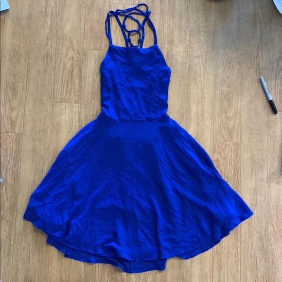 Lulu’s good deeds royal blue chiffon dress - Picture 3 of 5